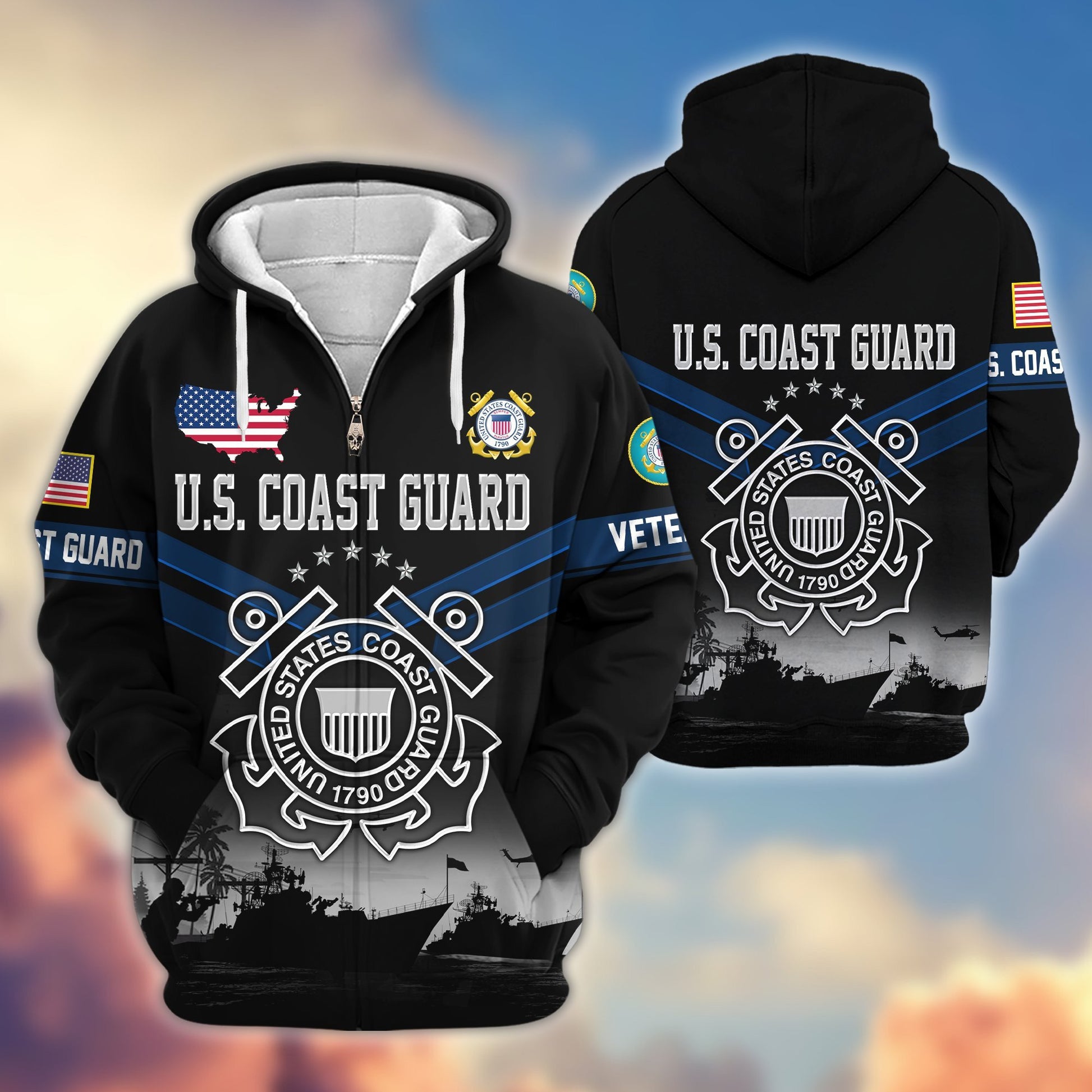 Premium US Veterans Zip Hoodie BPHN290911, Gifts For US Veterans, Gifts On Father's Day, Veterans Day.