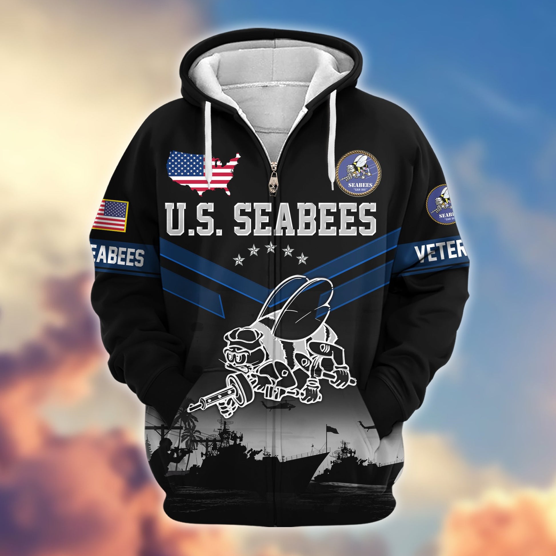 Premium US Veterans Zip Hoodie BPHN290911, Gifts For US Veterans, Gifts On Father's Day, Veterans Day.