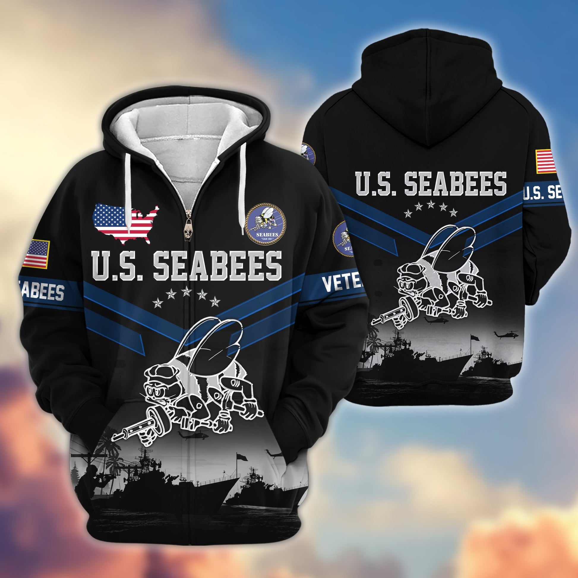 Premium US Veterans Zip Hoodie BPHN290911, Gifts For US Veterans, Gifts On Father's Day, Veterans Day.