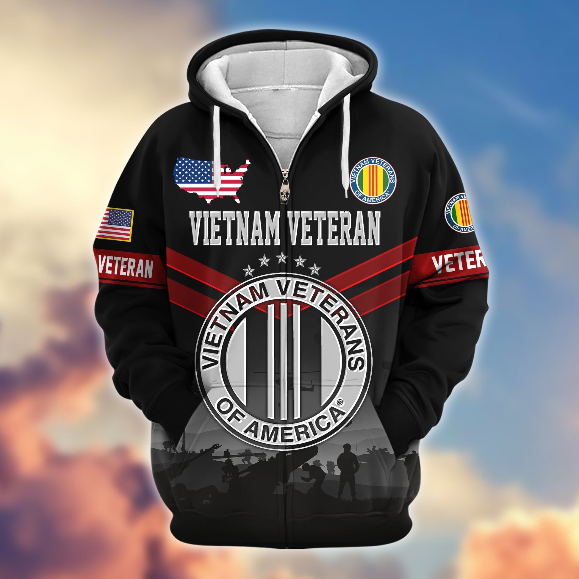 Premium US Veterans Zip Hoodie BPHN290911, Gifts For US Veterans, Gifts On Father's Day, Veterans Day.
