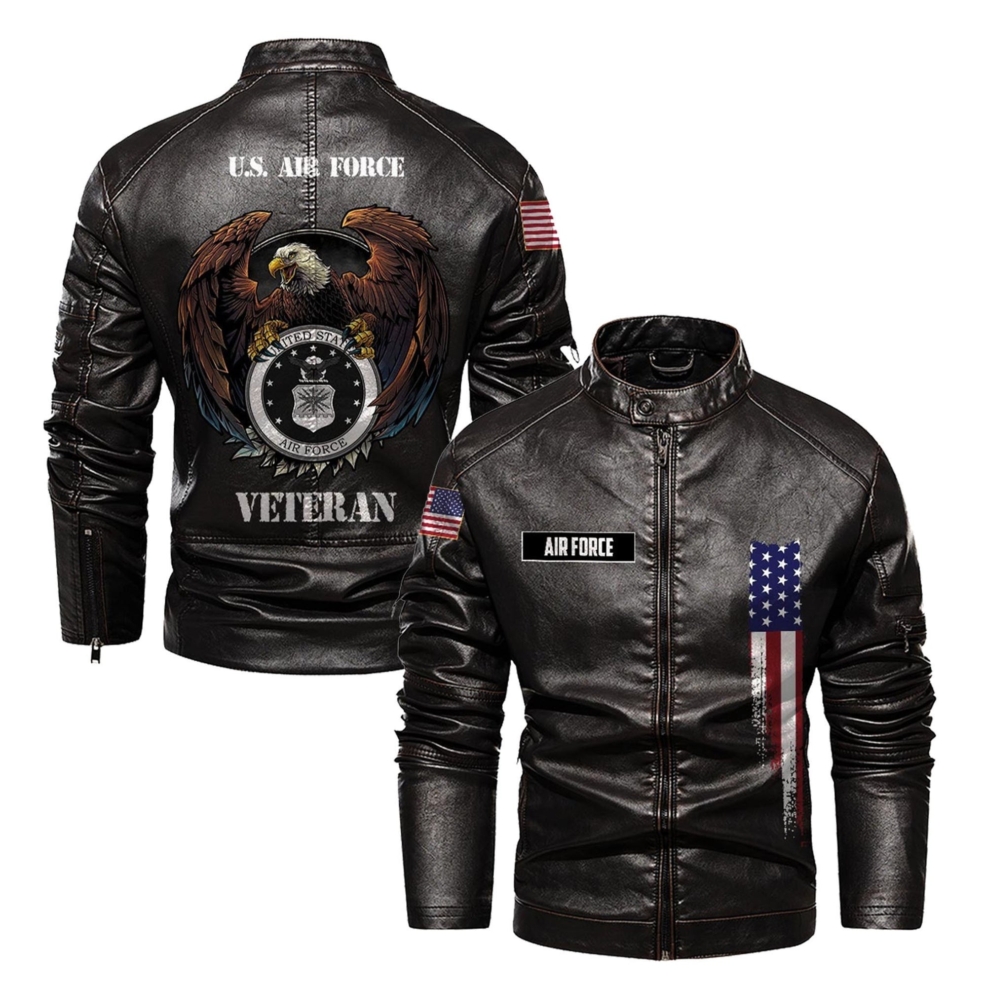 Premium USAF Veteran Leather Jacket VPVC702311, Gifts For Air Force Veteran, Gifts On Father's Day, Veterans Day.