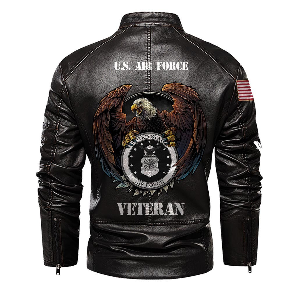 Premium USAF Veteran Leather Jacket VPVC702311, Gifts For Air Force Veteran, Gifts On Father's Day, Veterans Day.
