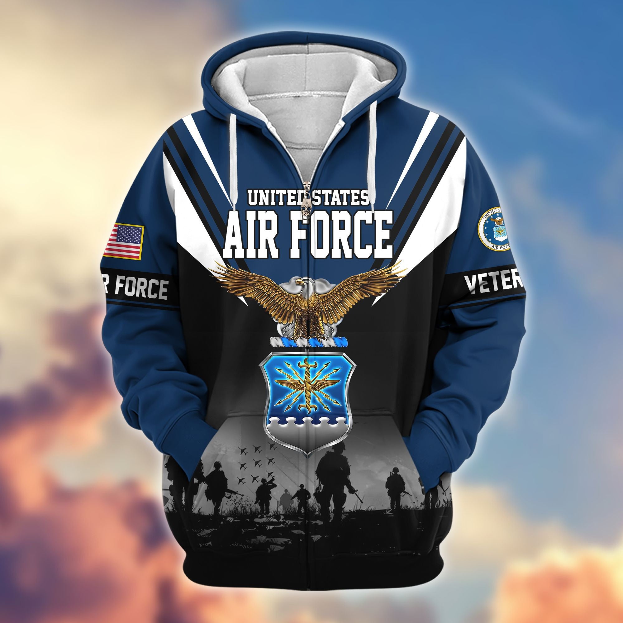 Premium US Veterans Zip Hoodie BPHN011012, Gifts For US Veterans, Gifts On Father's Day, Veterans Day.