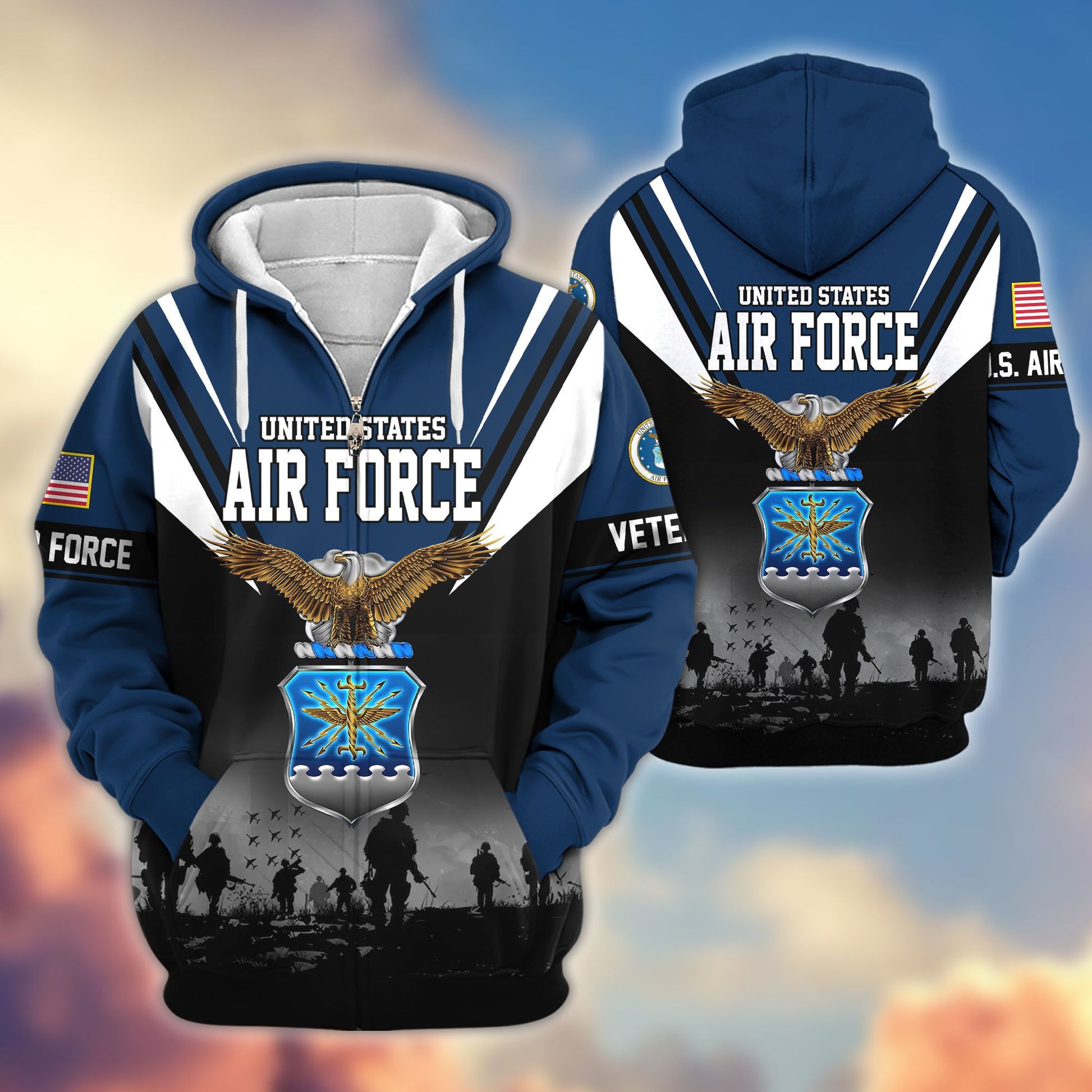 Premium US Veterans Zip Hoodie BPHN011012, Gifts For US Veterans, Gifts On Father's Day, Veterans Day.