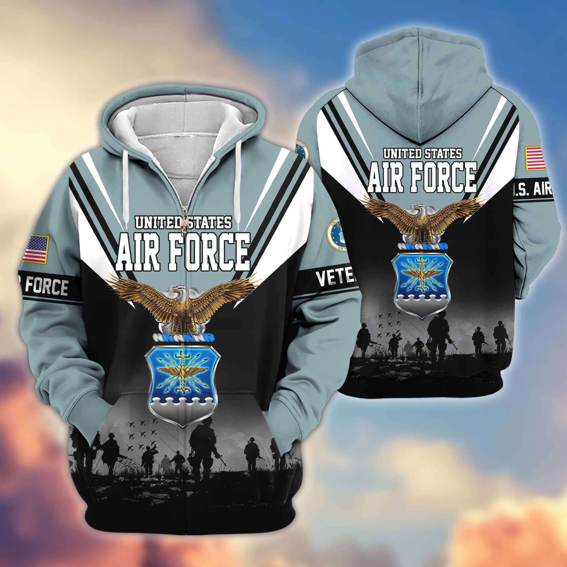 Premium US Veterans Zip Hoodie BPHN011012, Gifts For US Veterans, Gifts On Father's Day, Veterans Day.