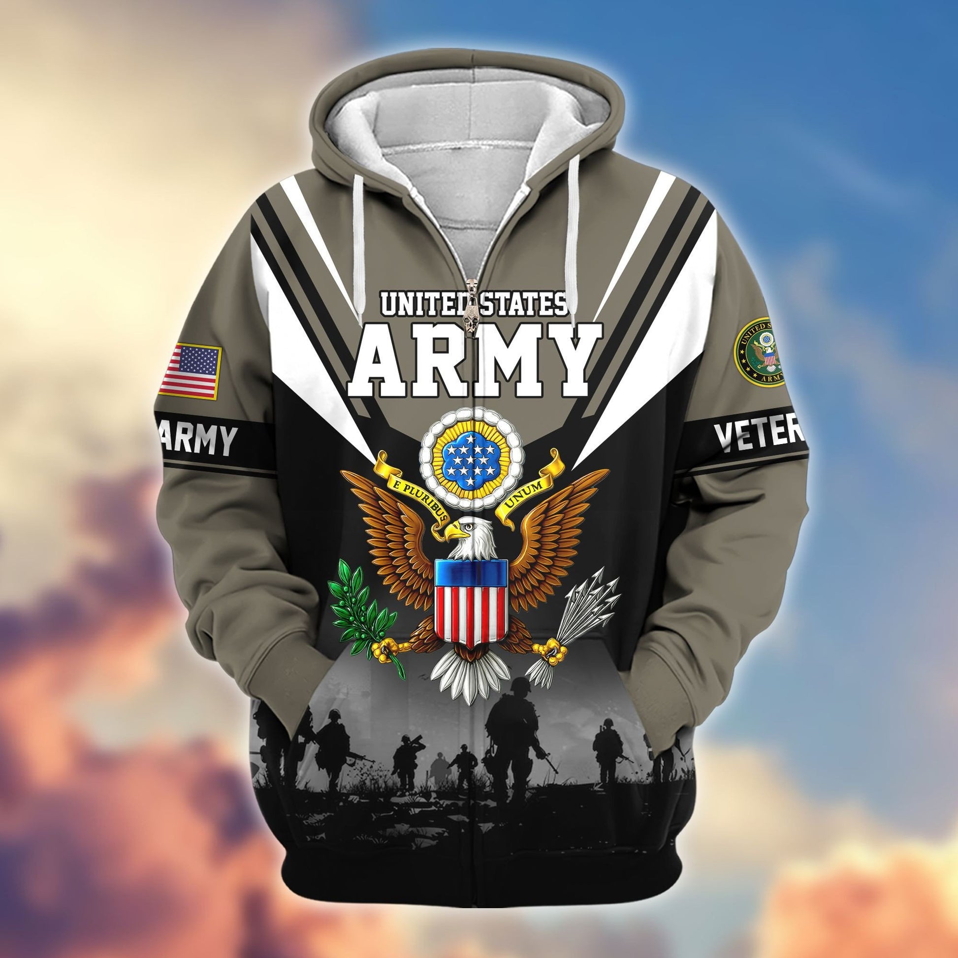 Premium US Veterans Zip Hoodie BPHN011012, Gifts For US Veterans, Gifts On Father's Day, Veterans Day.