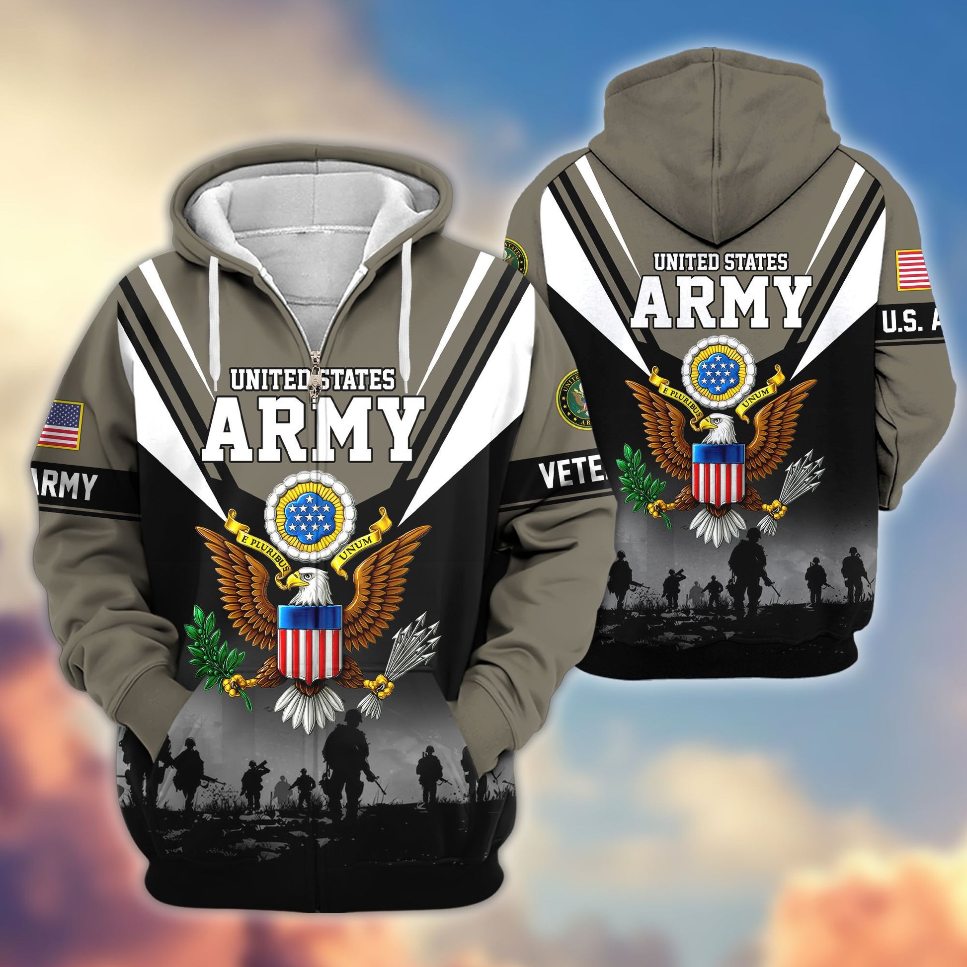 Premium US Veterans Zip Hoodie BPHN011012, Gifts For US Veterans, Gifts On Father's Day, Veterans Day.
