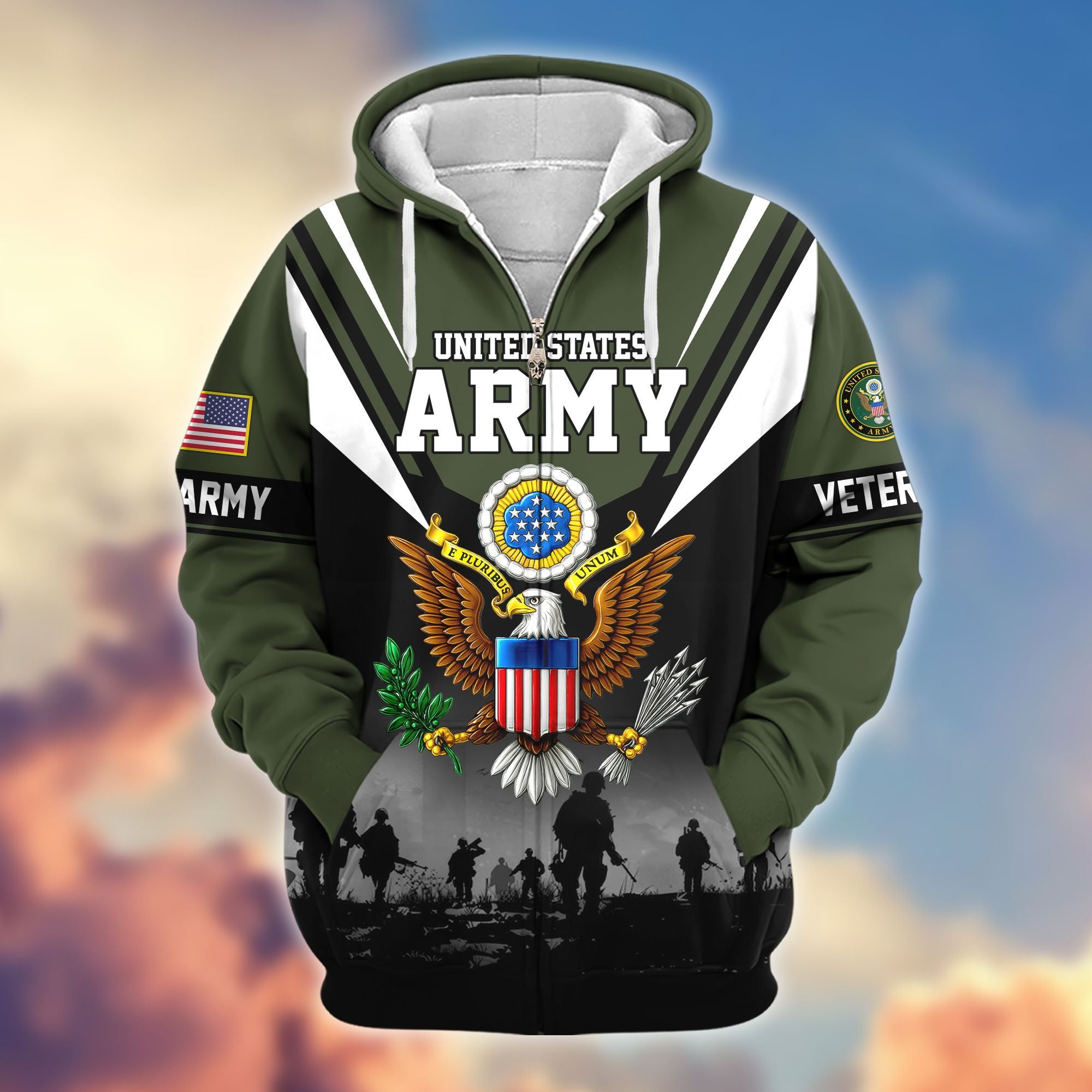 Premium US Veterans Zip Hoodie BPHN011012, Gifts For US Veterans, Gifts On Father's Day, Veterans Day.