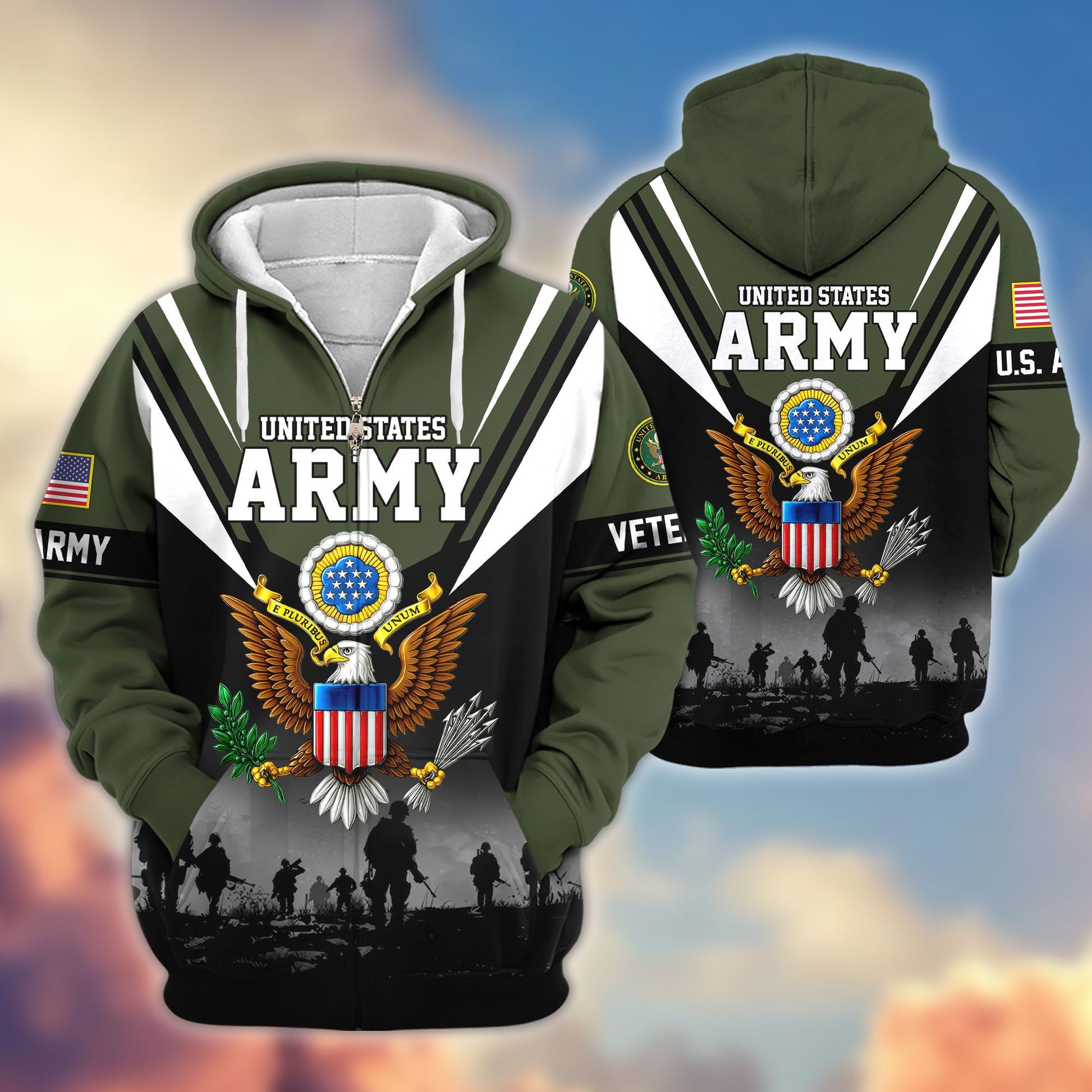 Premium US Veterans Zip Hoodie BPHN011012, Gifts For US Veterans, Gifts On Father's Day, Veterans Day.