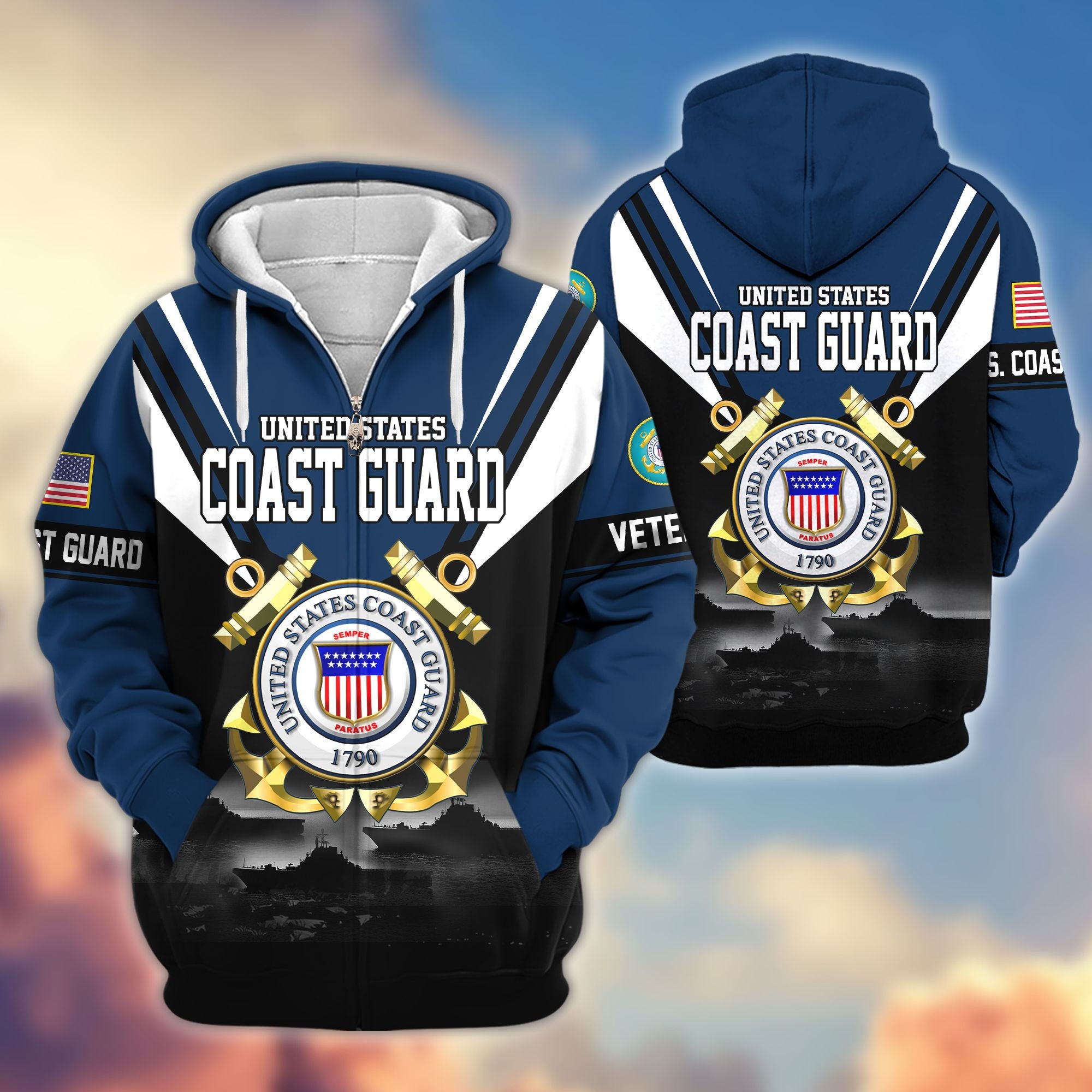 Premium US Veterans Zip Hoodie BPHN011012, Gifts For US Veterans, Gifts On Father's Day, Veterans Day.
