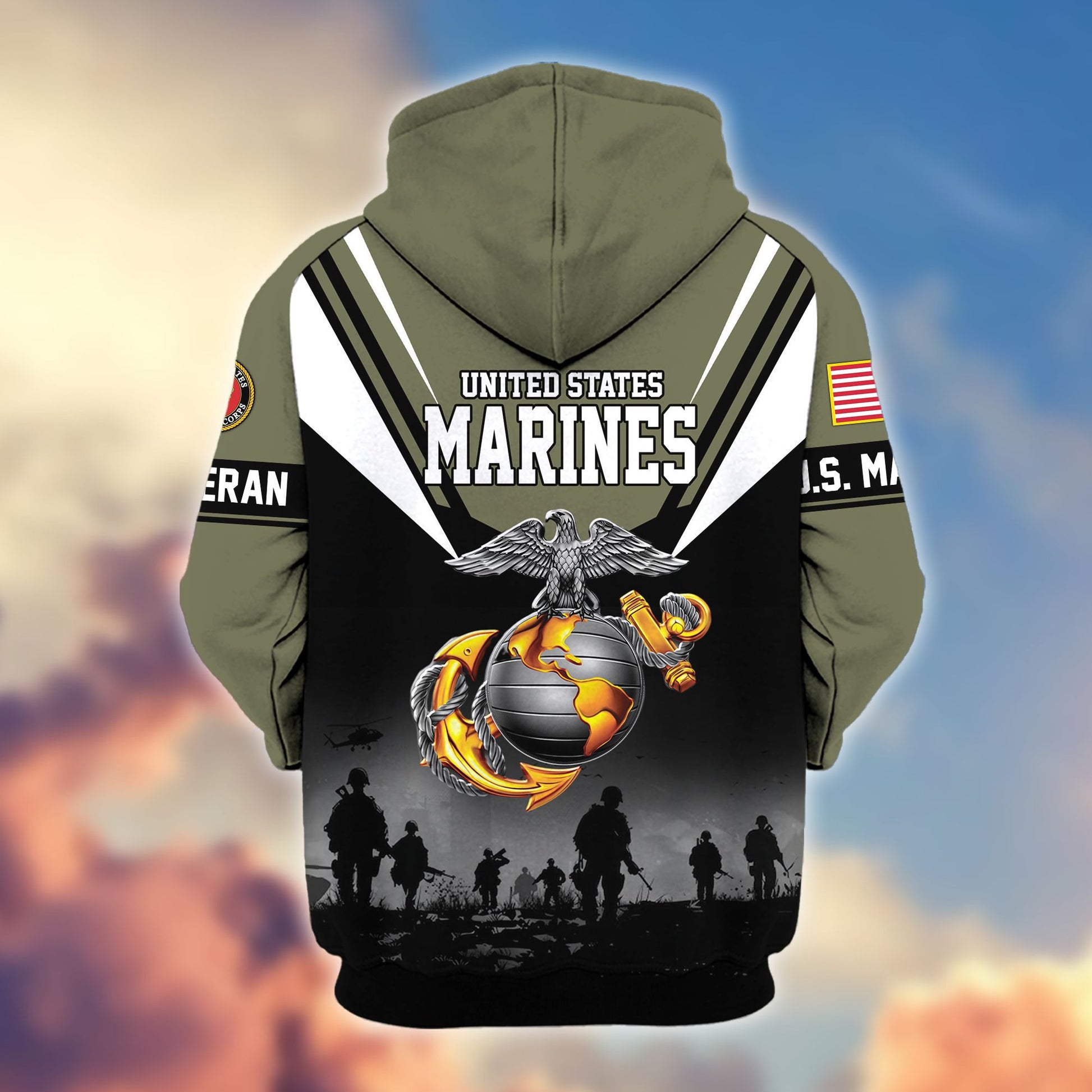 Premium US Veterans Zip Hoodie BPHN011012, Gifts For US Veterans, Gifts On Father's Day, Veterans Day.