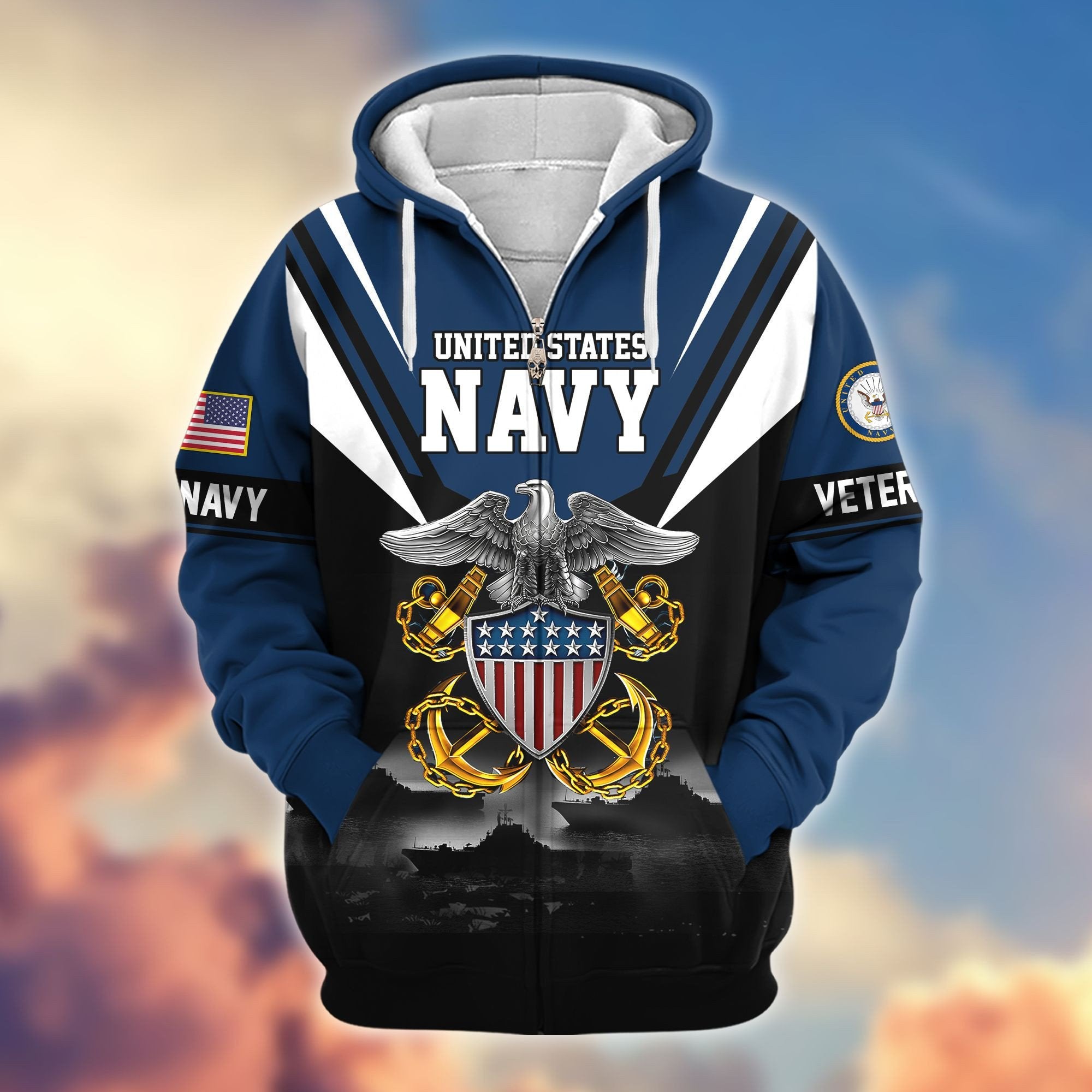 Premium US Veterans Zip Hoodie BPHN011012, Gifts For US Veterans, Gifts On Father's Day, Veterans Day.