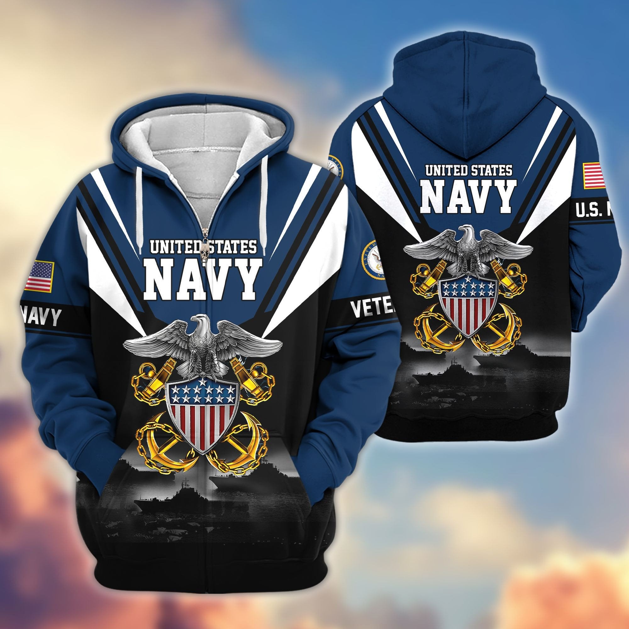 Premium US Veterans Zip Hoodie BPHN011012, Gifts For US Veterans, Gifts On Father's Day, Veterans Day.