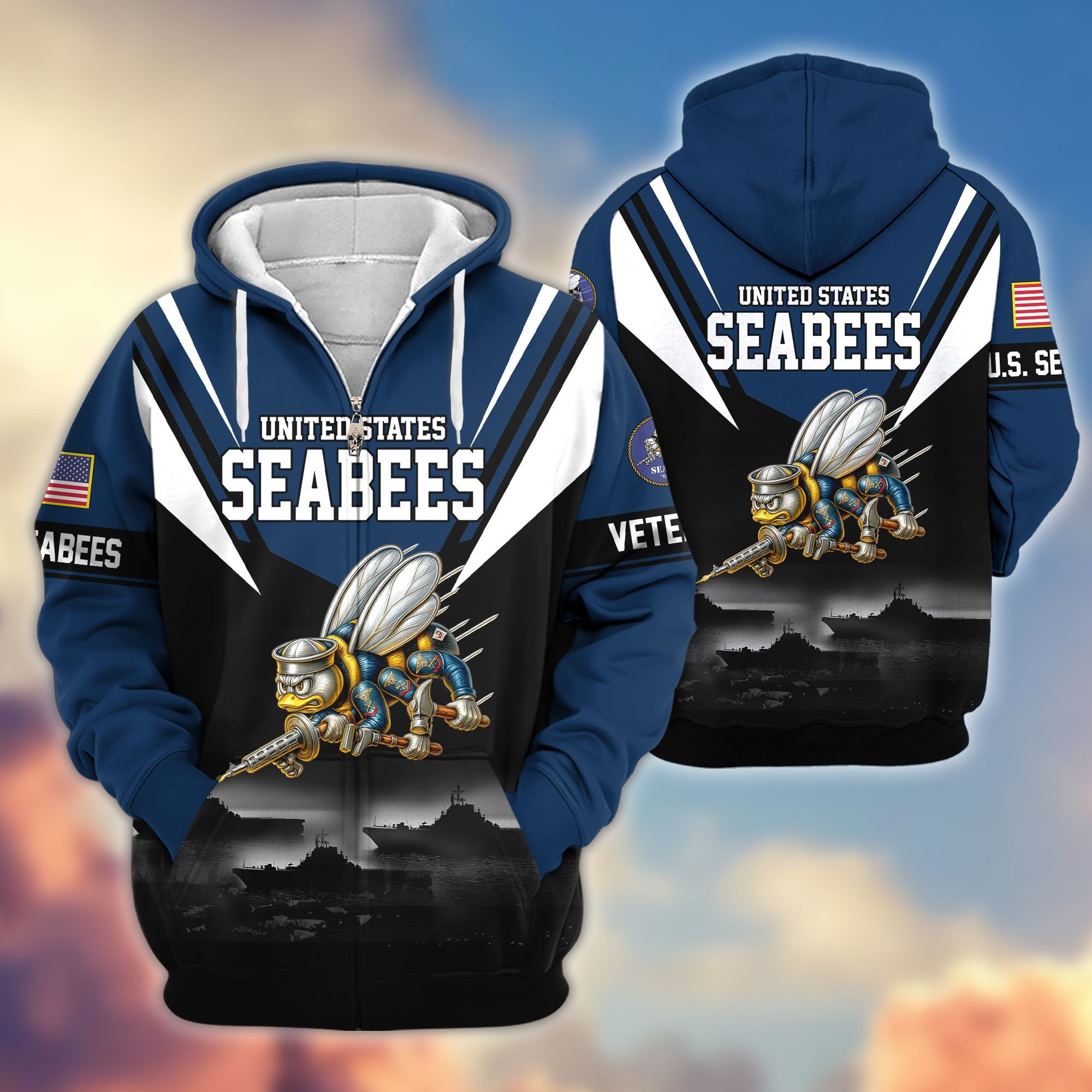 Premium US Veterans Zip Hoodie BPHN011012, Gifts For US Veterans, Gifts On Father's Day, Veterans Day.