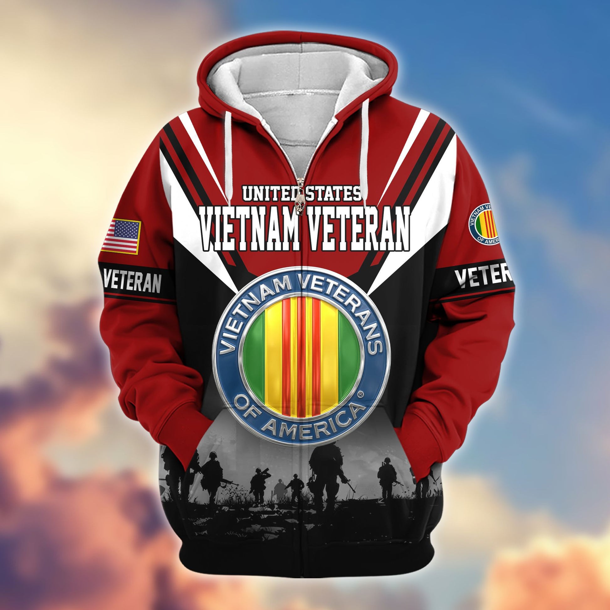 Premium US Veterans Zip Hoodie BPHN011012, Gifts For US Veterans, Gifts On Father's Day, Veterans Day.