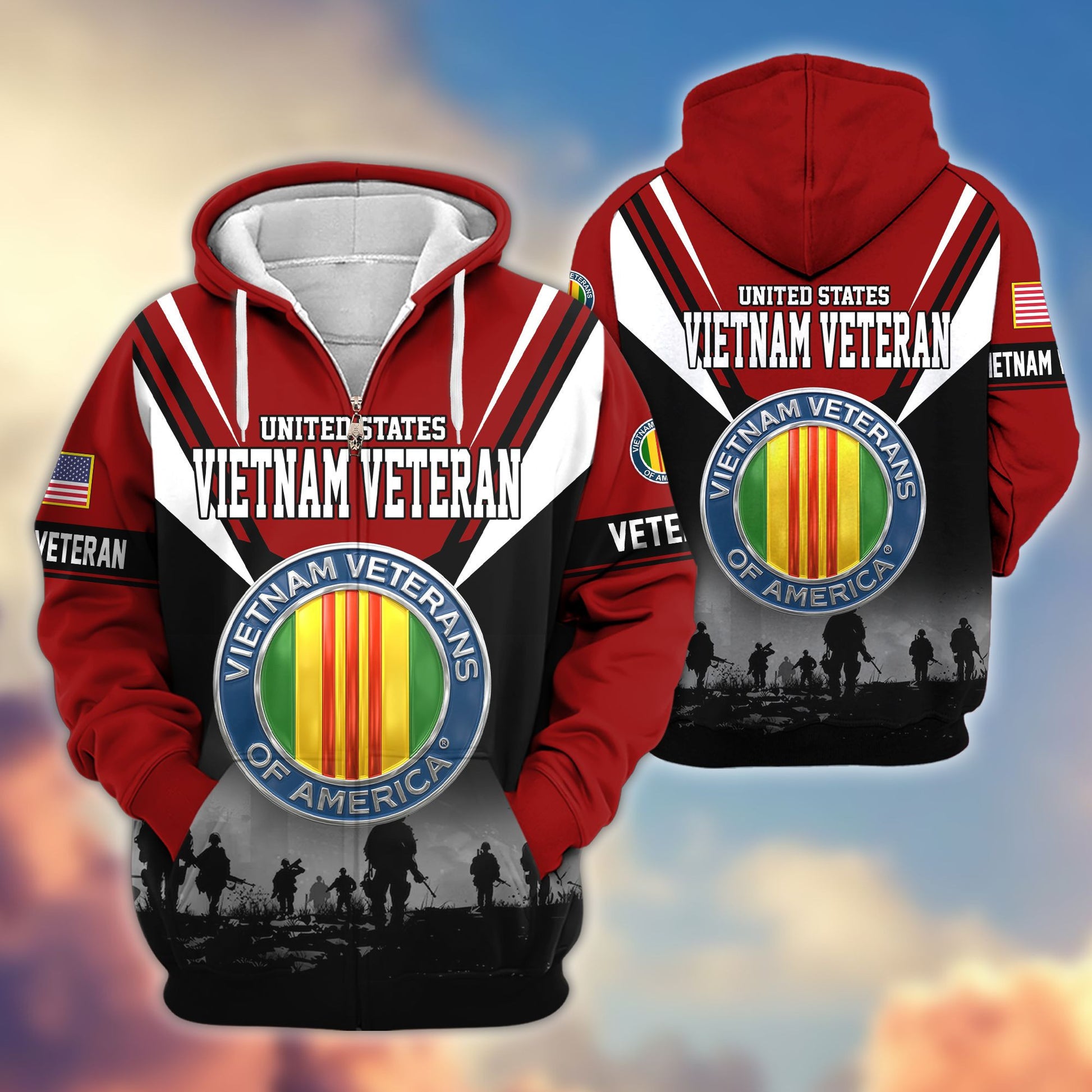 Premium US Veterans Zip Hoodie BPHN011012, Gifts For US Veterans, Gifts On Father's Day, Veterans Day.
