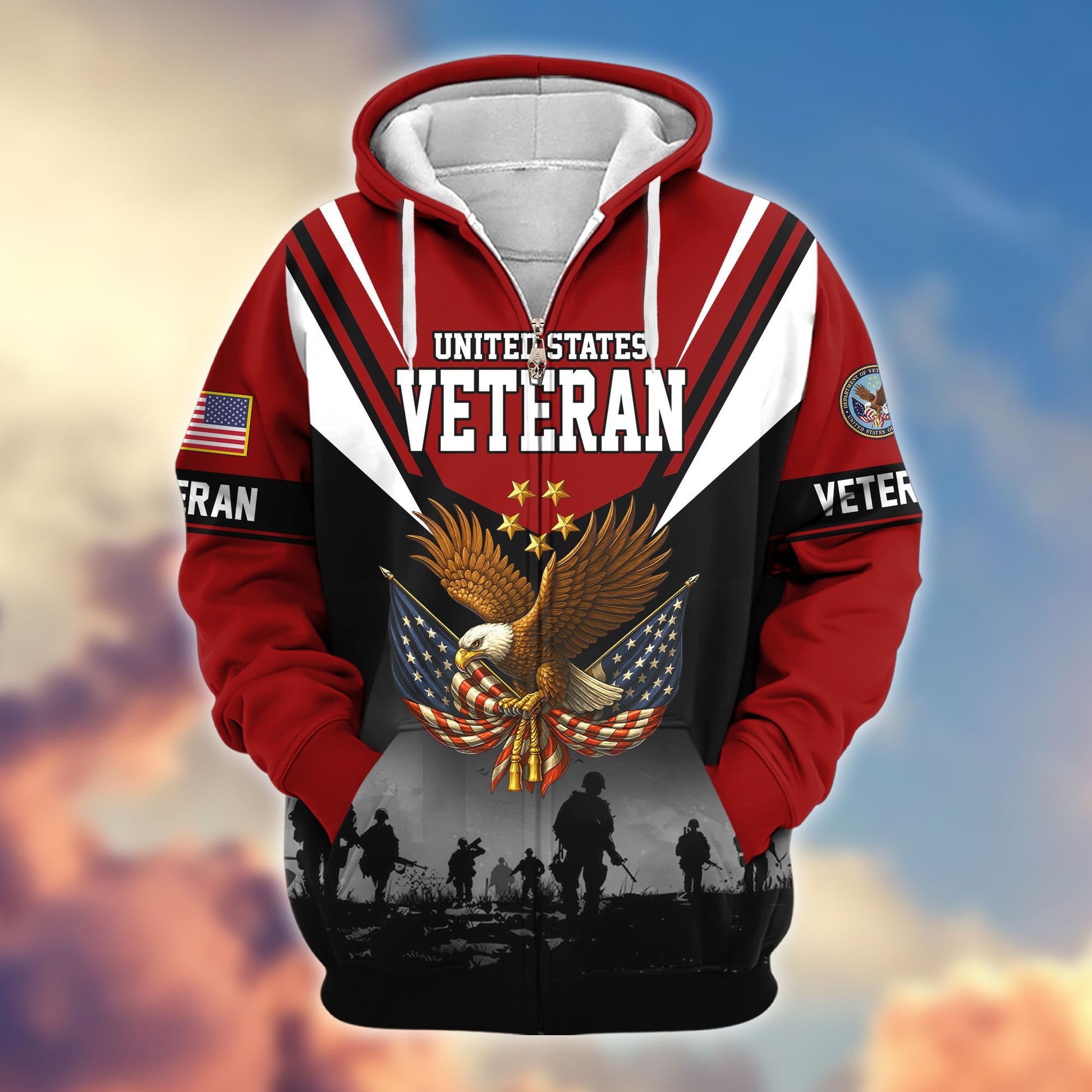 Premium US Veterans Zip Hoodie BPHN011012, Gifts For US Veterans, Gifts On Father's Day, Veterans Day.