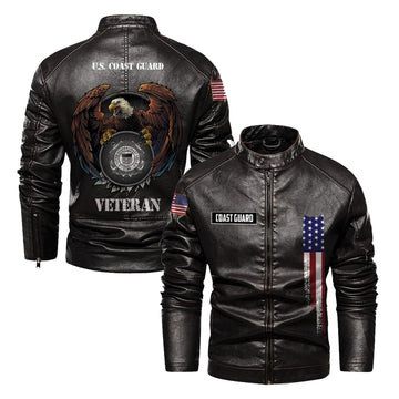 Premium USCG Leather Jacket VPVC702337, Gifts For Coast Guard Veteran, Gifts On Father's Day, Veterans Day.