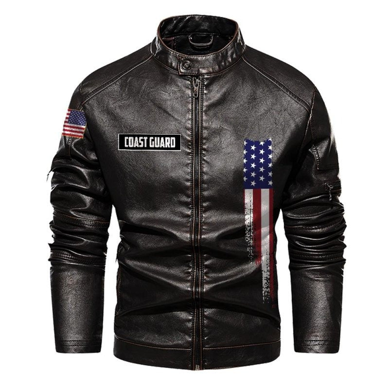 Premium USCG Leather Jacket VPVC702337, Gifts For Coast Guard Veteran, Gifts On Father's Day, Veterans Day.
