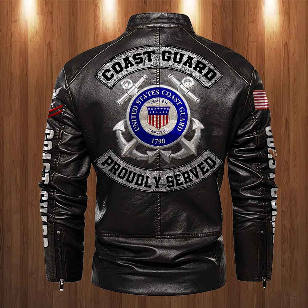 Premium USCG Leather Jacket VPVC702338, Gifts For Coast Guard Veteran, Gifts On Father's Day, Veterans Day.