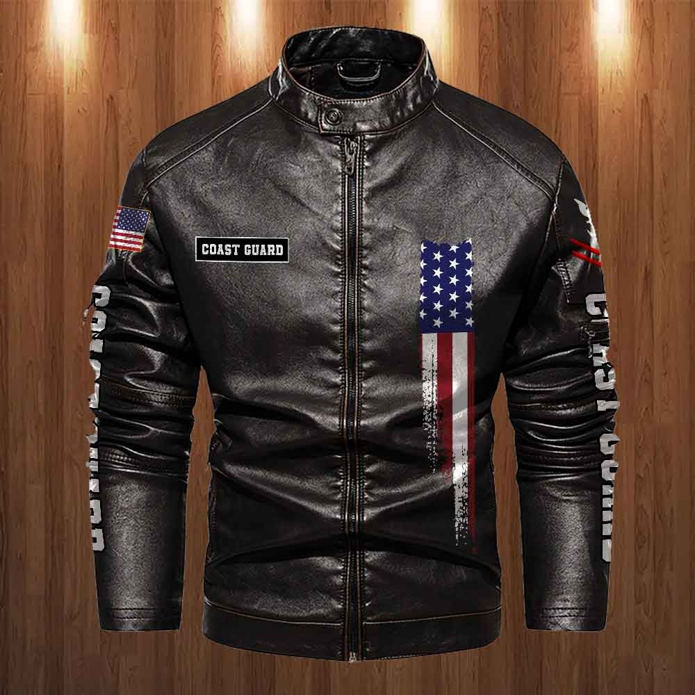 Premium USCG Leather Jacket VPVC702338, Gifts For Coast Guard Veteran, Gifts On Father's Day, Veterans Day.