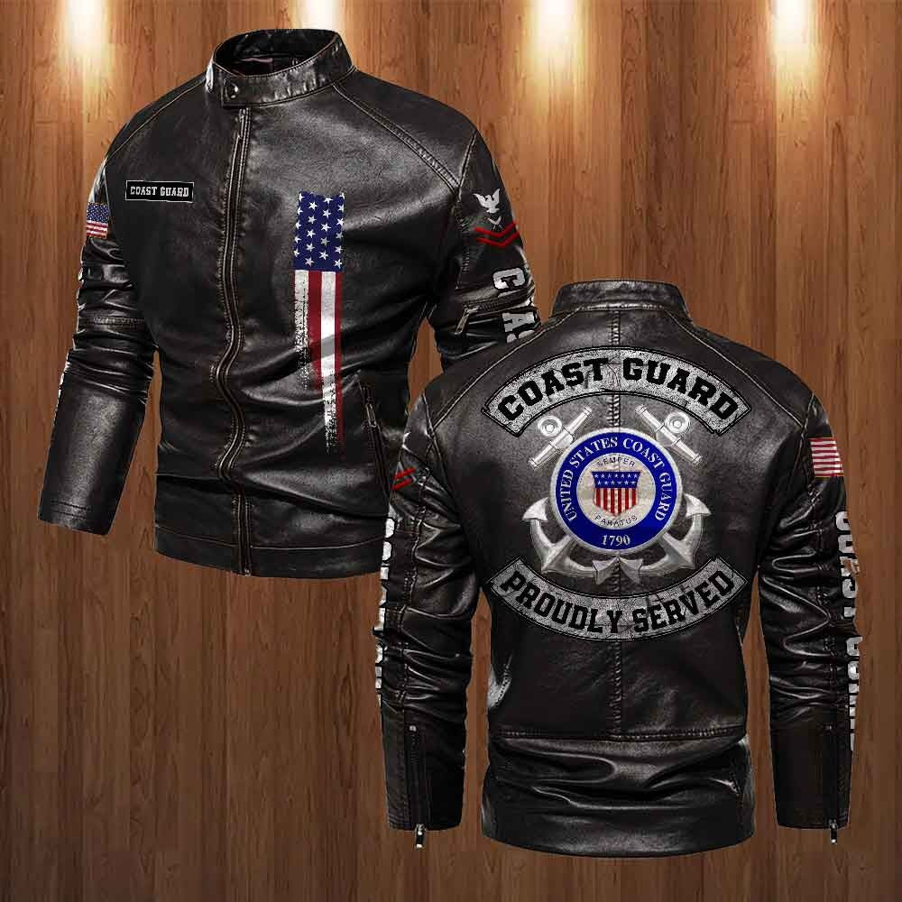 Premium USCG Leather Jacket VPVC702338, Gifts For Coast Guard Veteran, Gifts On Father's Day, Veterans Day.