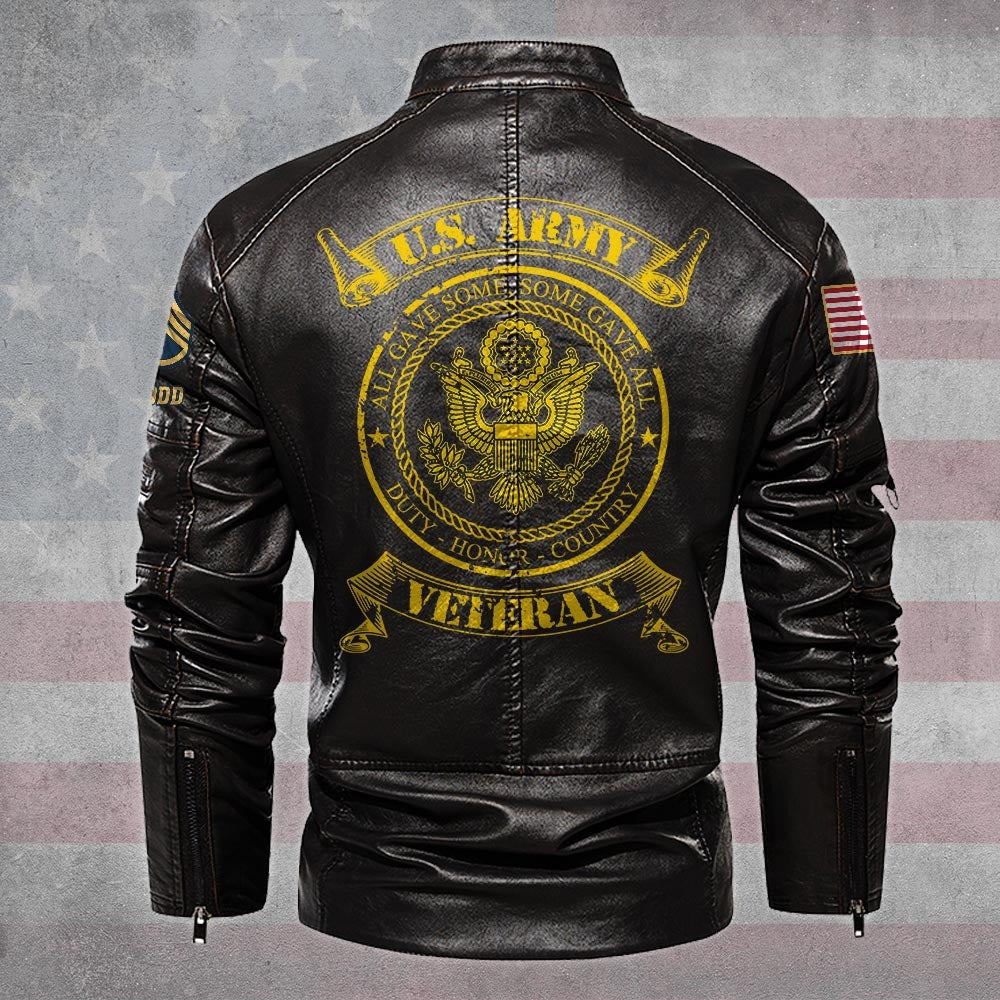 Premium Custom US Army Leather Jacket VPVC702339, Gifts For Army Veteran, Gifts On Father's Day, Veterans Day.
