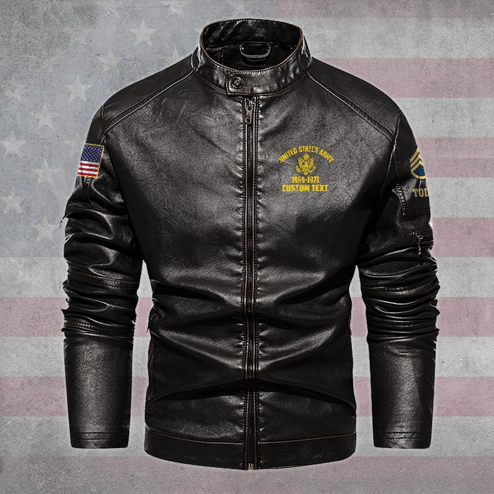 Premium Custom US Army Leather Jacket VPVC702339, Gifts For Army Veteran, Gifts On Father's Day, Veterans Day.