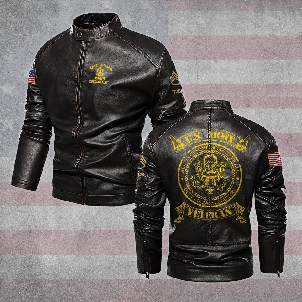 Premium Custom US Army Leather Jacket VPVC702339, Gifts For Army Veteran, Gifts On Father's Day, Veterans Day.