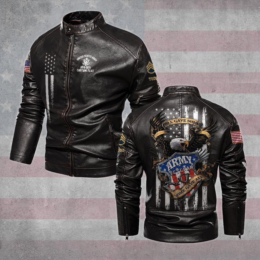 Premium Custom US Army Leather Jacket VPVC702340, Gifts For Army Veteran, Gifts On Father's Day, Veterans Day.