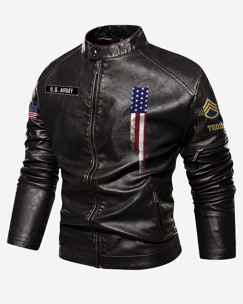 Premium Custom US Army Leather Jacket VPVC702341, Gifts For Army Veteran, Gifts On Father's Day, Veterans Day.