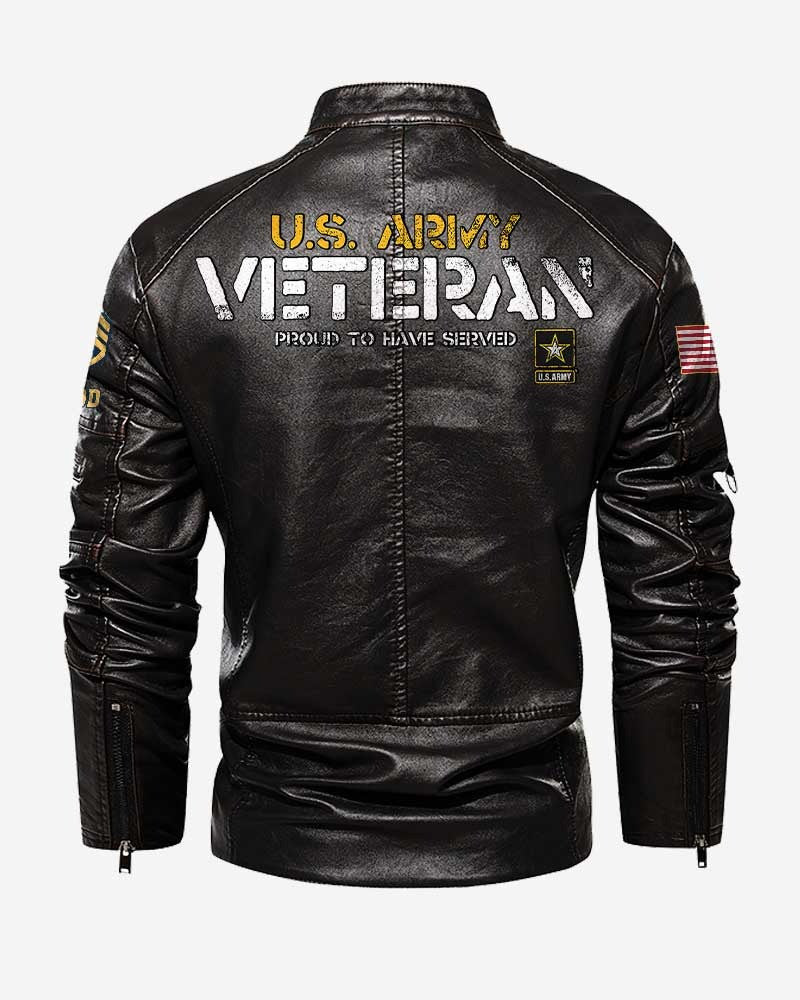 Premium Custom US Army Leather Jacket VPVC702341, Gifts For Army Veteran, Gifts On Father's Day, Veterans Day.