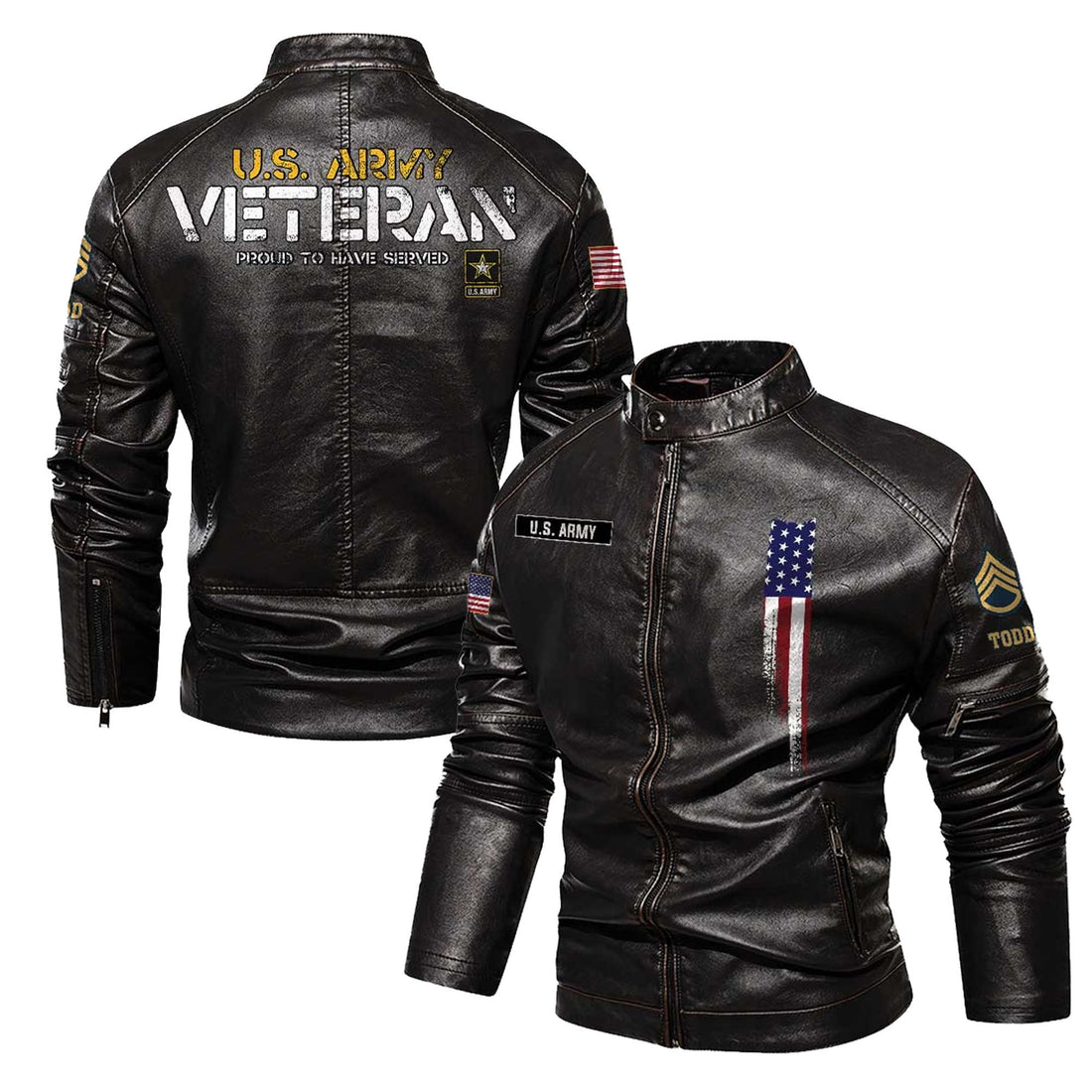 Premium Custom US Army Leather Jacket VPVC702341, Gifts For Army Veteran, Gifts On Father's Day, Veterans Day.
