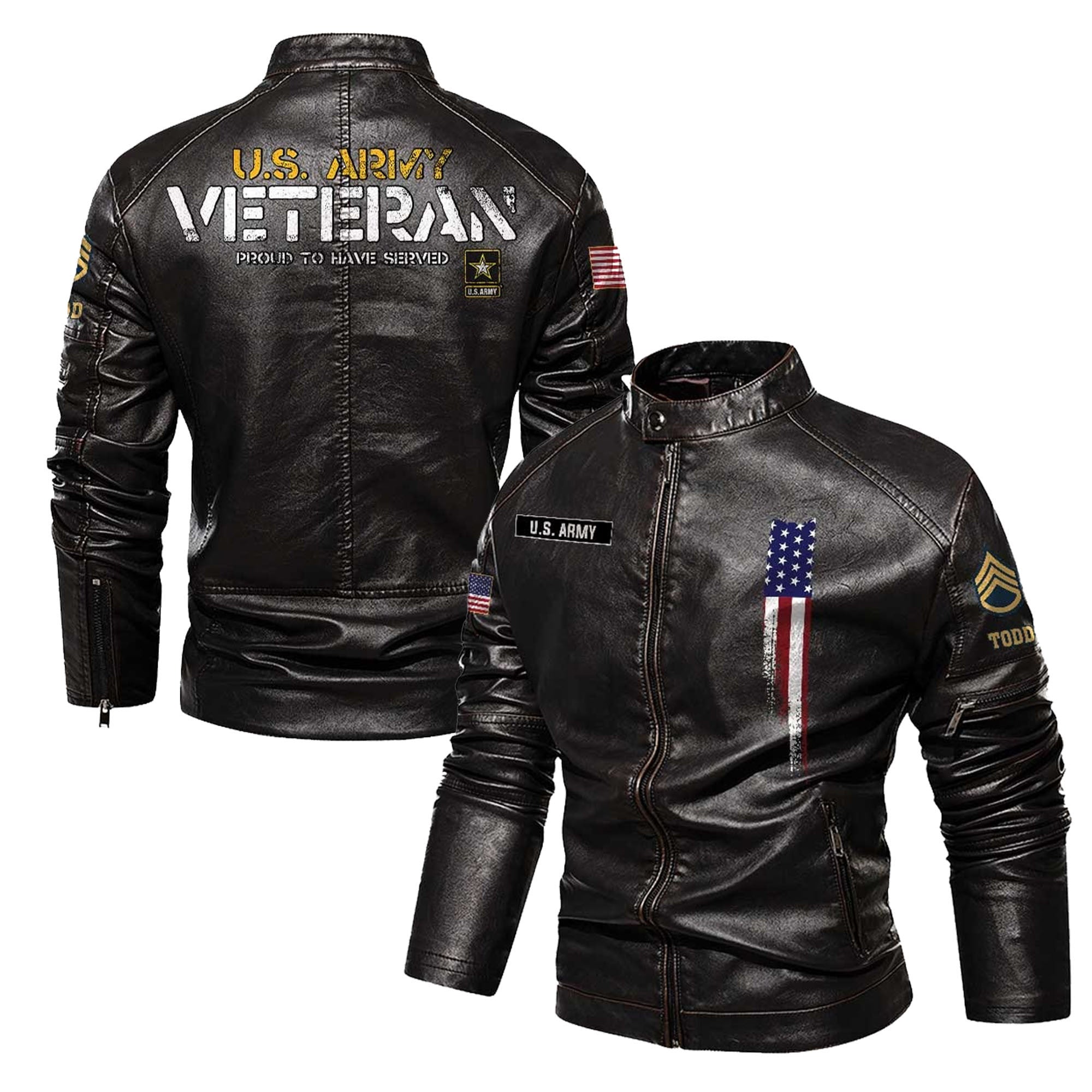 Premium Custom US Army Leather Jacket VPVC702341, Gifts For Army Veteran, Gifts On Father's Day, Veterans Day.