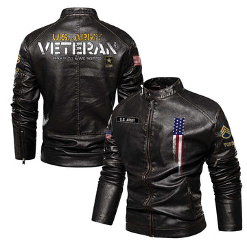 Premium Custom US Army Leather Jacket VPVC702341, Gifts For Army Veteran, Gifts On Father's Day, Veterans Day.