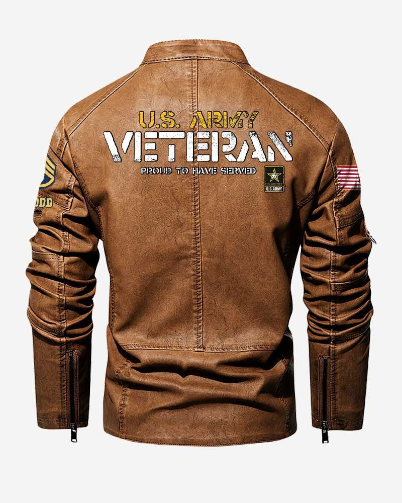 Premium Custom US Army Leather Jacket VPVC702342, Gifts For Army Veteran, Gifts On Father's Day, Veterans Day.