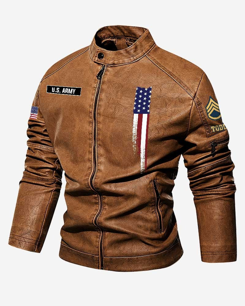 Premium Custom US Army Leather Jacket VPVC702342, Gifts For Army Veteran, Gifts On Father's Day, Veterans Day.
