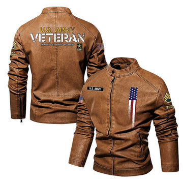 Premium Custom US Army Leather Jacket VPVC702342, Gifts For Army Veteran, Gifts On Father's Day, Veterans Day.