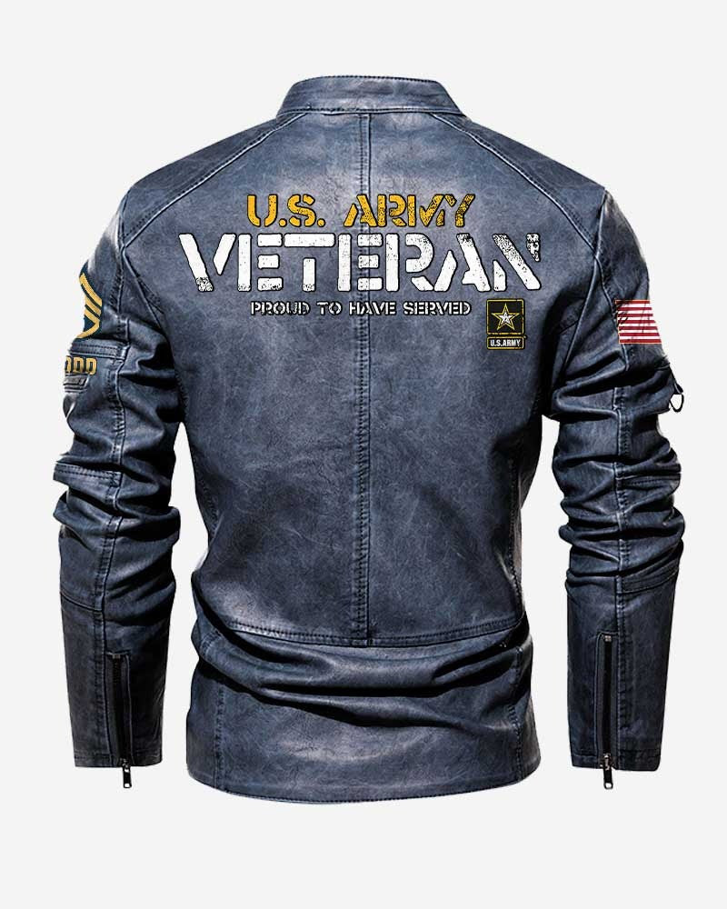 Premium Custom US Army Leather Jacket VPVC702343, Gifts For Army Veteran, Gifts On Father's Day, Veterans Day.