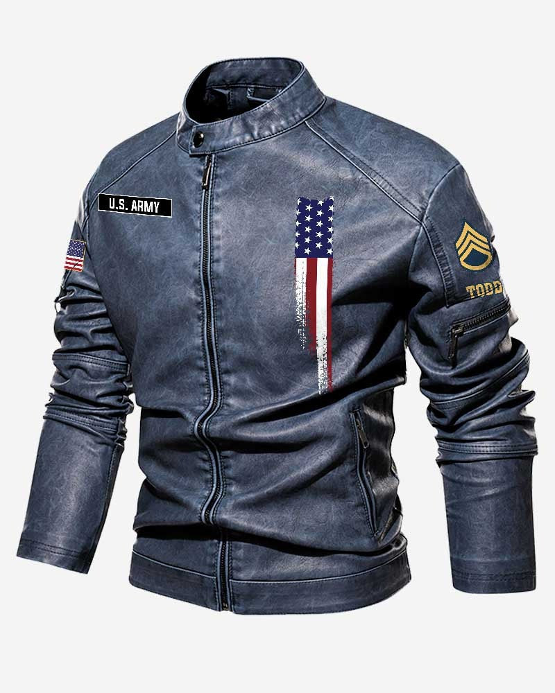 Premium Custom US Army Leather Jacket VPVC702343, Gifts For Army Veteran, Gifts On Father's Day, Veterans Day.