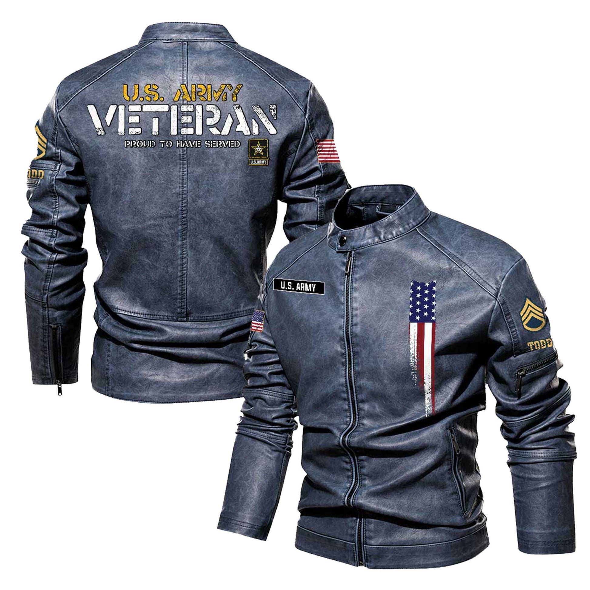 Premium Custom US Army Leather Jacket VPVC702343, Gifts For Army Veteran, Gifts On Father's Day, Veterans Day.