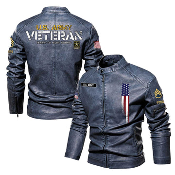 Premium Custom US Army Leather Jacket VPVC702343, Gifts For Army Veteran, Gifts On Father's Day, Veterans Day.