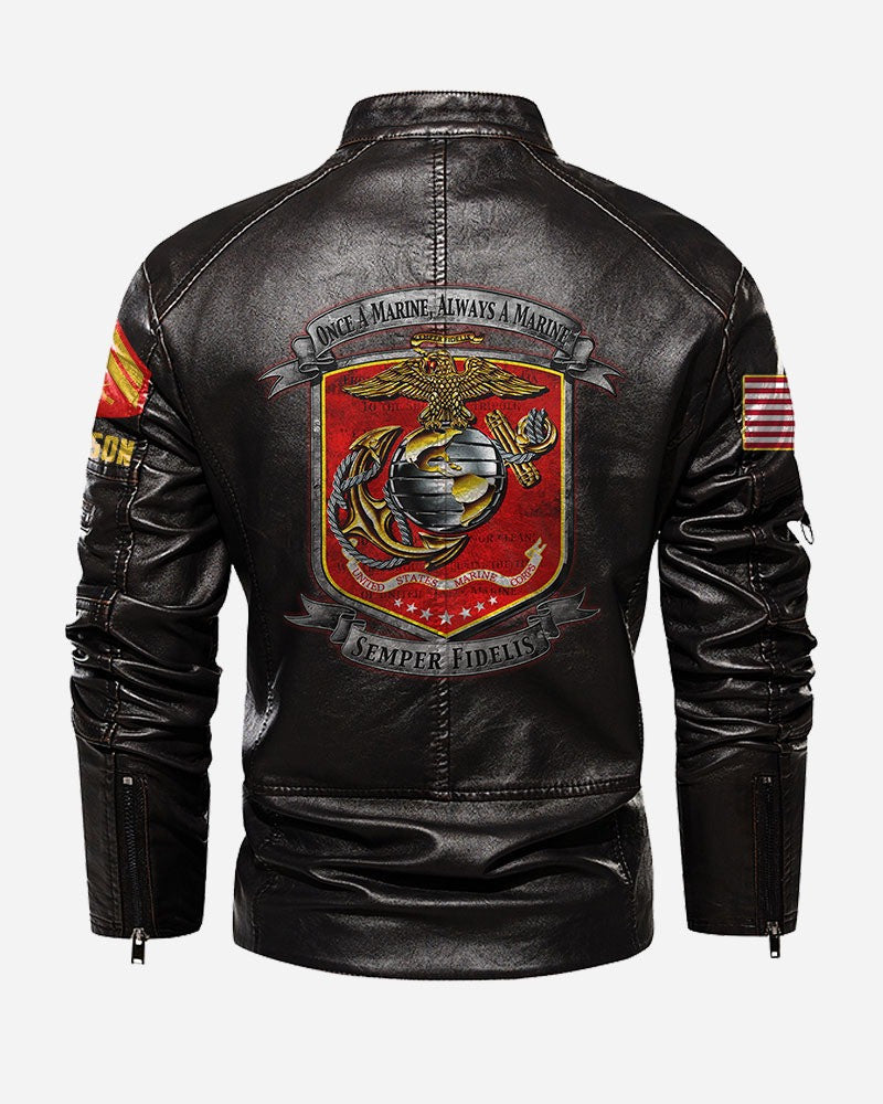 Premium Custom USMC Leather Jacket VPVC702344, Gifts For Marine Veteran, Gifts On Father's Day, Veterans Day.