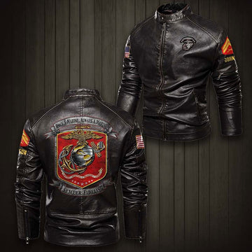Premium Custom USMC Leather Jacket VPVC702344, Gifts For Marine Veteran, Gifts On Father's Day, Veterans Day.