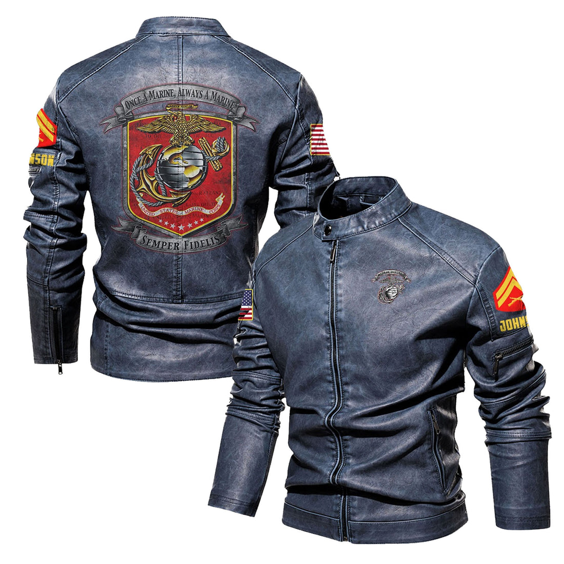 Premium Custom USMC Leather Jacket VPVC702346, Gifts For Marine Veteran, Gifts On Father's Day, Veterans Day.