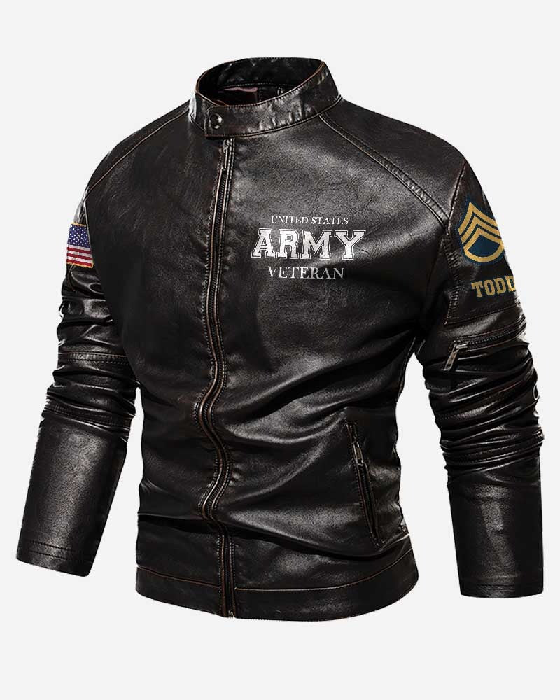 Premium Custom US Army Leather Jacket VPVC702347, Gifts For Army Veteran, Gifts On Father's Day, Veterans Day.