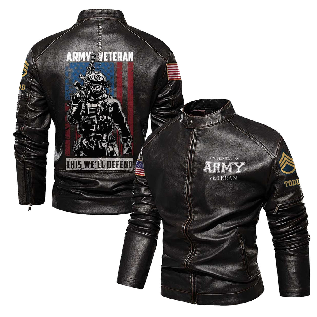 Premium Custom US Army Leather Jacket VPVC702347, Gifts For Army Veteran, Gifts On Father's Day, Veterans Day.