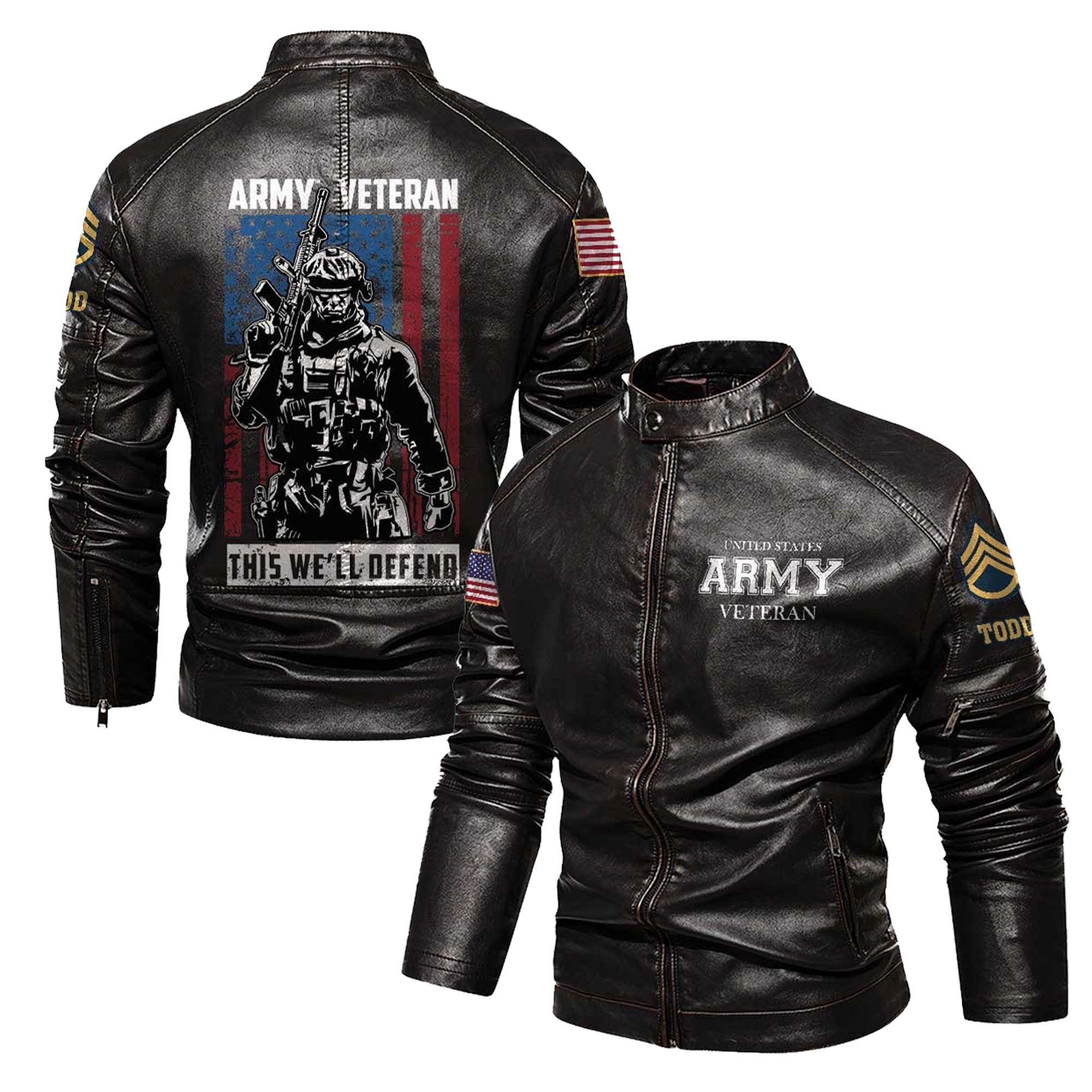 Premium Custom US Army Leather Jacket VPVC702347, Gifts For Army Veteran, Gifts On Father's Day, Veterans Day.