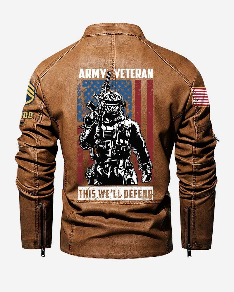 Premium Custom US Army Leather Jacket VPVC702348, Gifts For Army Veteran, Gifts On Father's Day, Veterans Day.