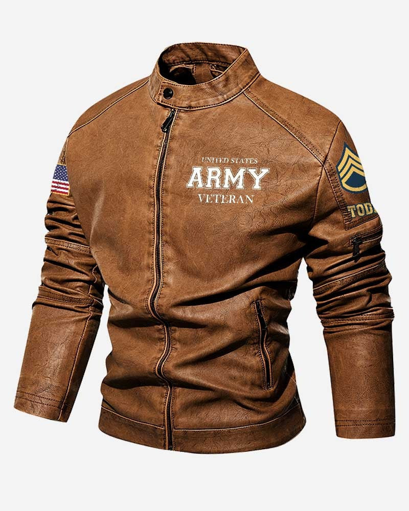 Premium Custom US Army Leather Jacket VPVC702348, Gifts For Army Veteran, Gifts On Father's Day, Veterans Day.